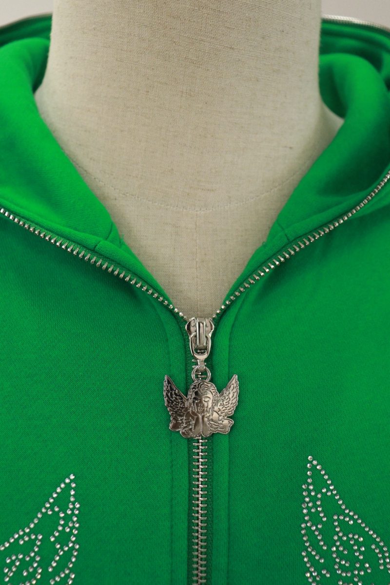 Custom Full Face Zip Up Rhinestone Logo Cotton Hoodie Manufacturer China-YIZHE- Hoodies,Jackets,Sweatshirts,Leggings,Dresses,Rompers,T shirts,Tank tops,Skirts,Jeans,Pants,Trousers